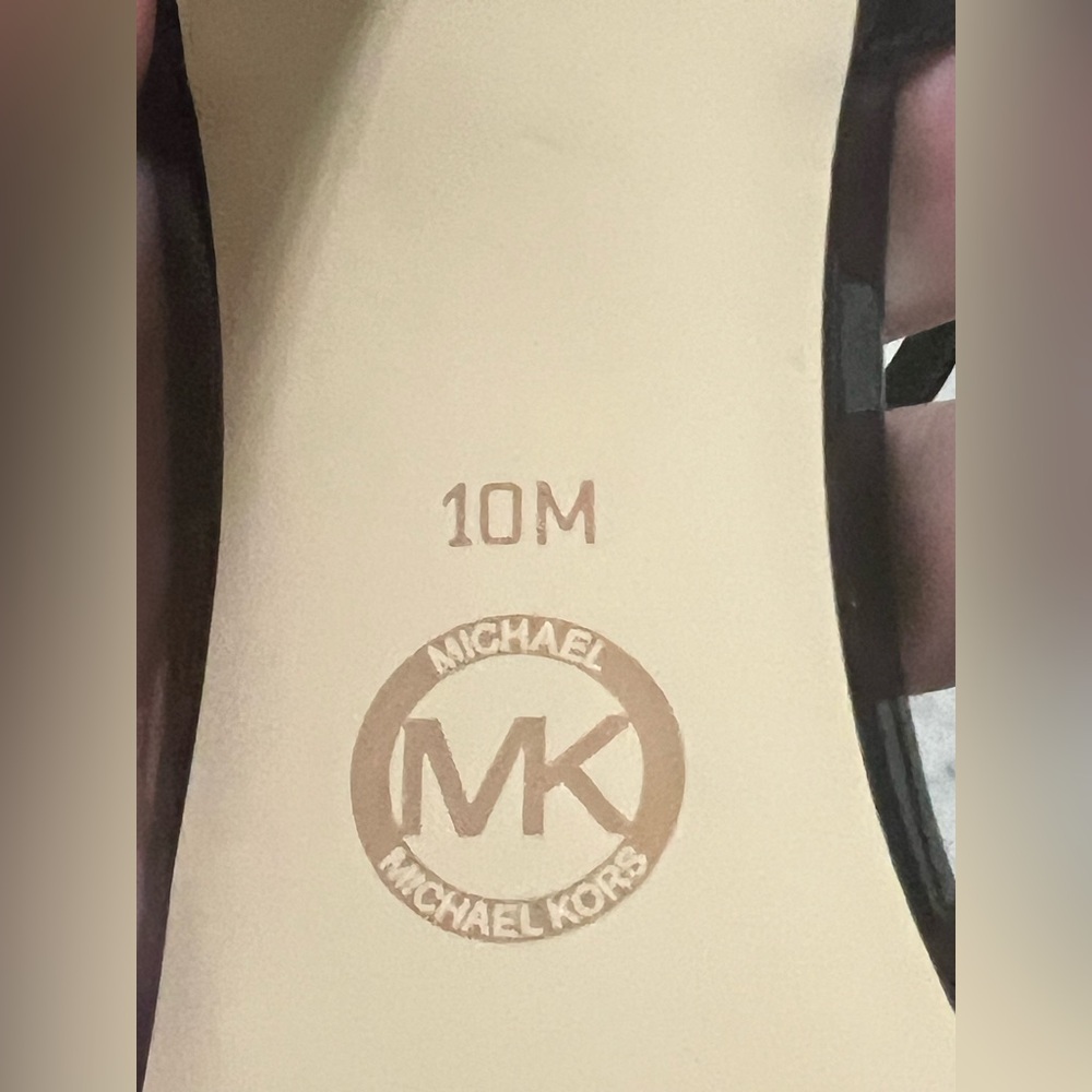 NEW women’s Michael Kors Simone Mid Sandals patent shiny leather- Black US 10M - Picture 3 of 7